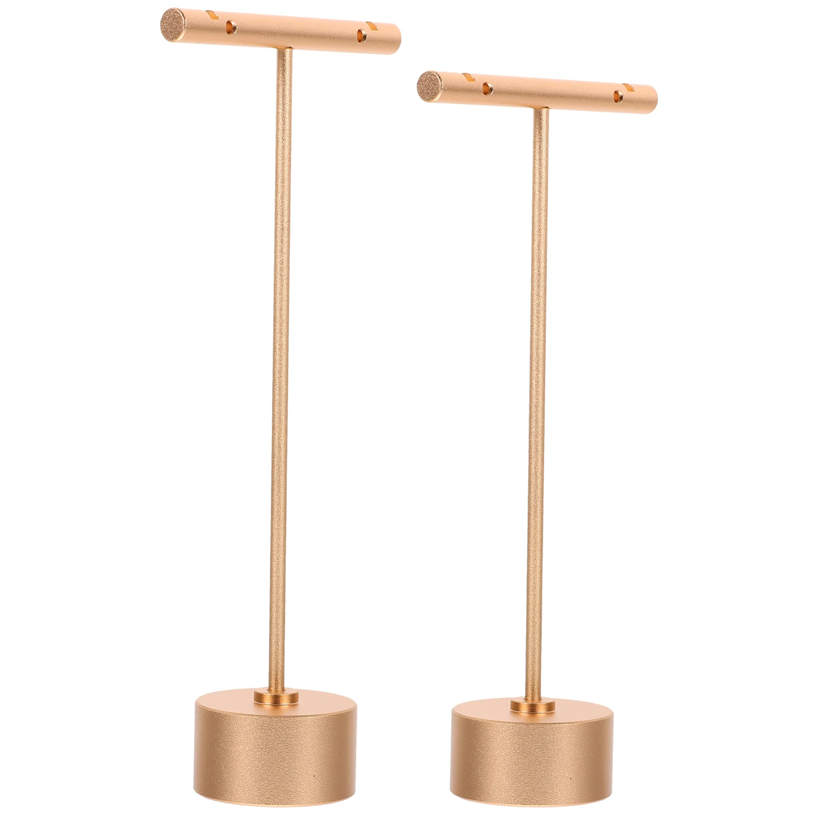 

2 Pcs Round Bottom Key Fob Holder Necklace Display Stand Aluminum Alloy Jewelry Stands