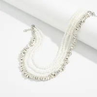 Collier élégant avec pendentif en chaîne à pampilles multicouches pour femmes, Vintage, créatif, Imitation de perles, ras du cou, bijoux de mariage 4
