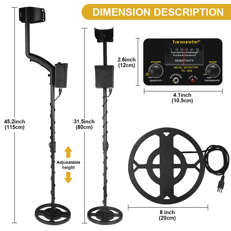Metal Detector TC-200 Upgrade Underground Draad Ijzer Metalen Goud Detector Verstelbare Tracker Voor Schat Zoeken