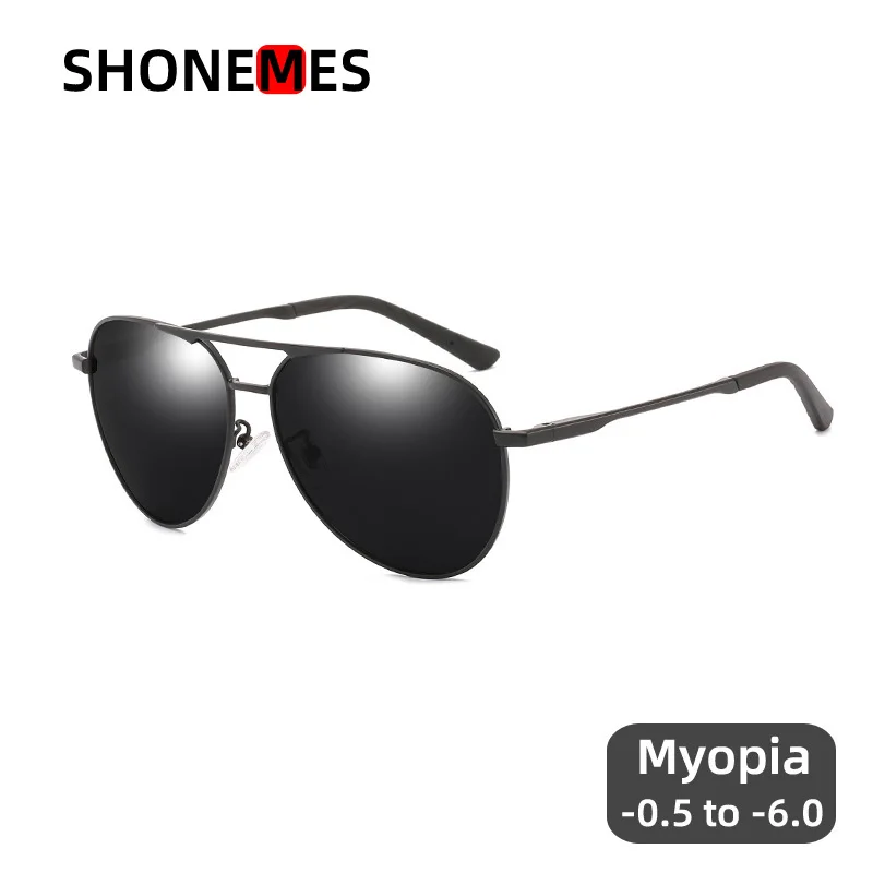 

ShoneMes Polarized Myopia Sunglasses Metal Frame Shortsighted UV400 Shades Myopic Glasses Diopter - 0.5 1 2 3 4 5 6 for Men