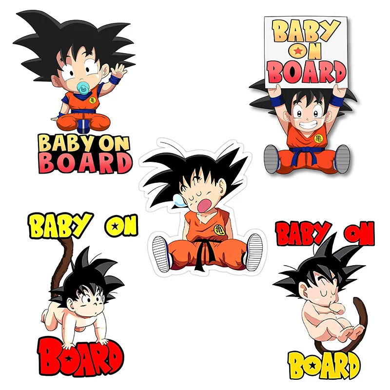 Super Cute Anime Dragon Ball Baby on Board Sticker Waterproof Sunscreen PVC Decal for Bumper Cars Window Sticker simba pumbaa and timon jigsaw puzzles the lion king classic anime educational toys sunset and lion jigsaw puzzles board games