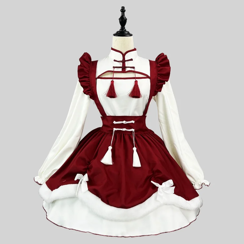 

Anime Cosplay Lolita Maid Costume Kawaii Girl Party School Maid Role Play Animation Show Plus Size Long Sleeve Apron Maid Outfit