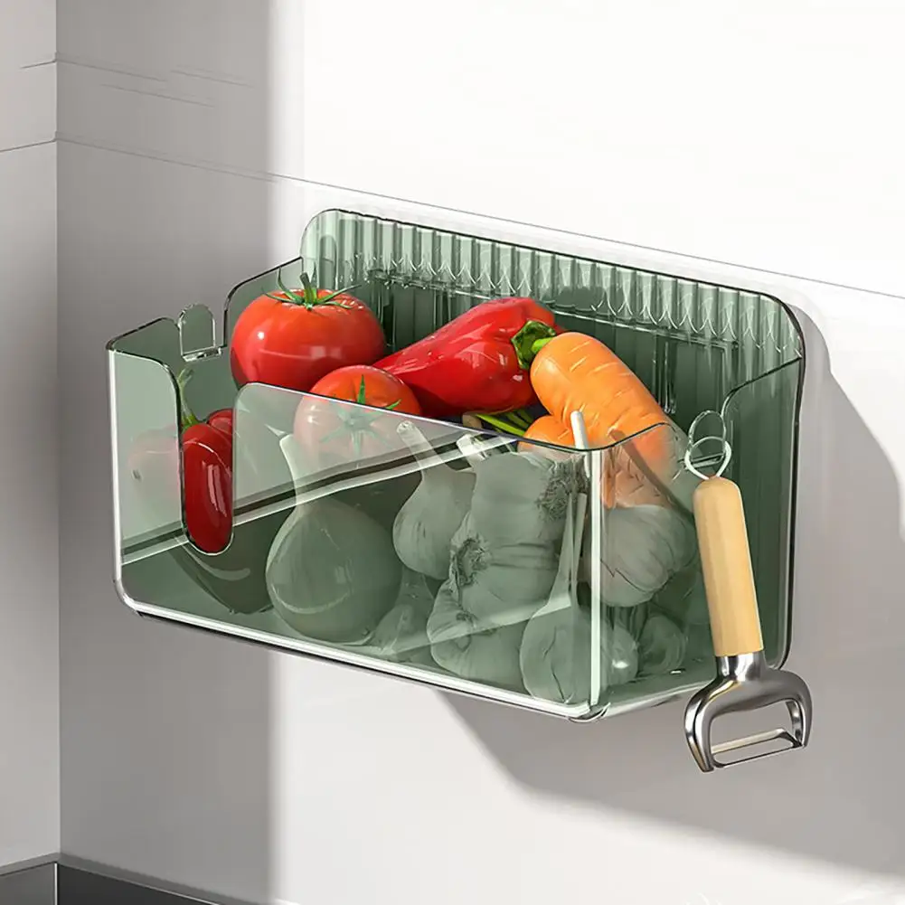 

Wall Hanging Basket Wall-mounted Hanging Basket for Onion Ginger Garlic Storage Kitchen Bathroom Storage Box with Drain Hole