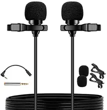 

PoP voice Premium 16 Feet Dual-head Lavalier Microphone, Professional Lapel Clip-on Omnidirectional Condenser Mic for Apple