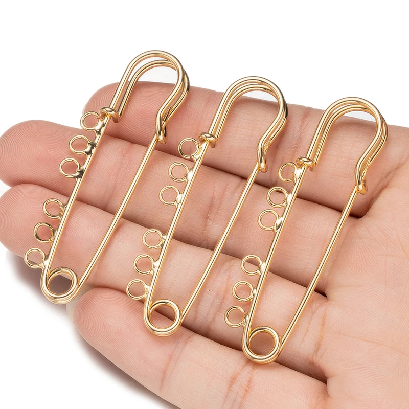 20 Stück große Sicherheitsnadeln Brosche leere Basis Broschennadeln 3/6 Ringe Schmucknadel für DIY Handwerk Schmuckherstellung Zubehör Zubehör – Detail 1