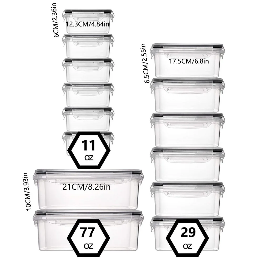 14Pcs-Food Airtight Storage Containers,0.32L*6+0.84L*6+2.2L*2 Lunch Box set BPA Free Microwave safe 5