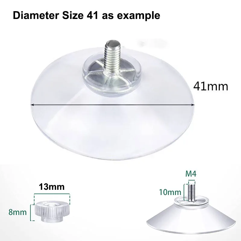 5Pcs 32/41/53mm Glass Sucker Wall Hanger Suction Pads with Thread M4 Clear Screw Hooks Suction Cup Toothbrush Holder for Window
