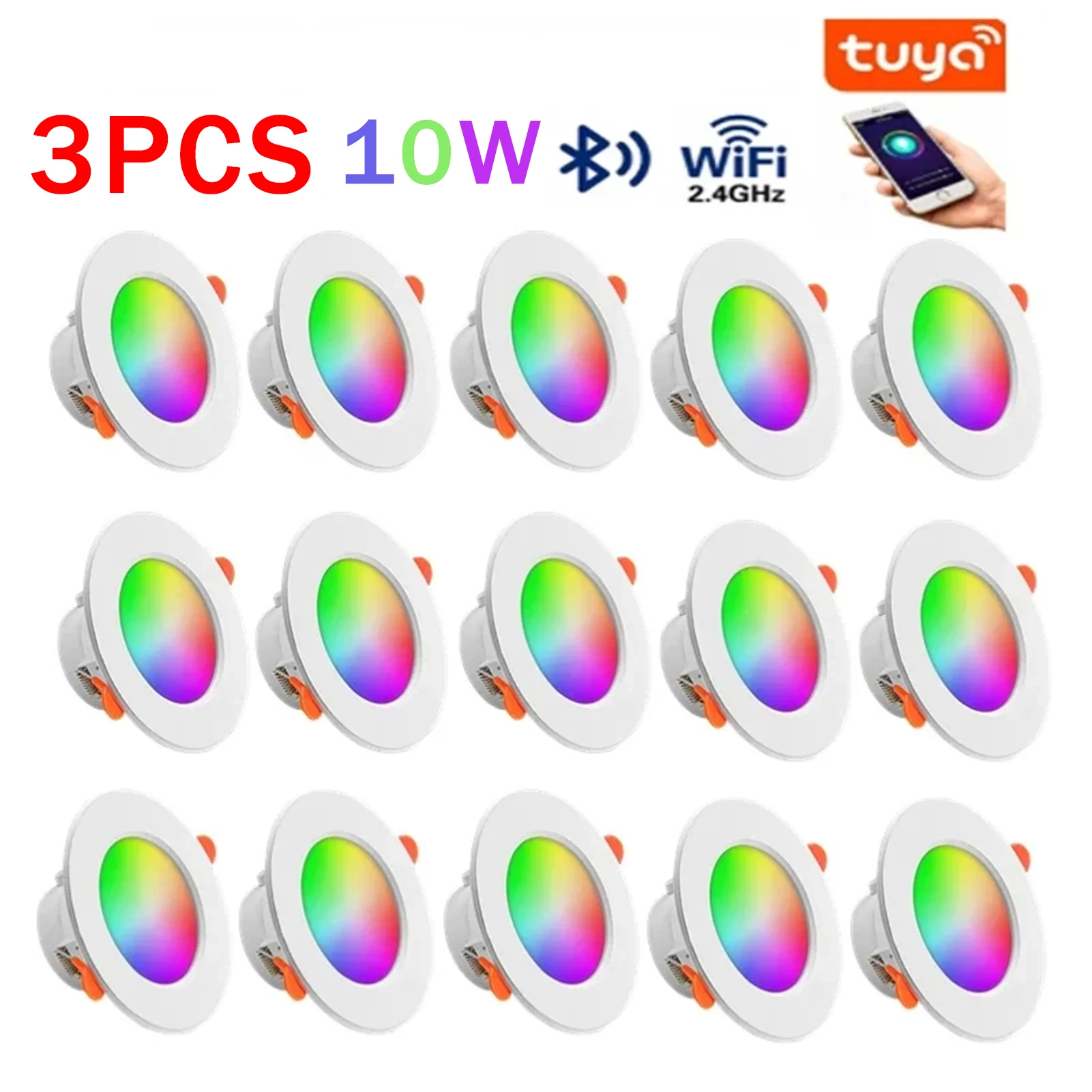 RGB Downlight Dimmable 10W 85-265V Tuya Dimmable Indoor RGBCW Atmosphere Decorative Night Light for Alexa Home