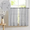 JINCHAN 2PCS Sheers Kitchen Curtains Rod Pocket Home Window Curtain Leaf Embroidery Voile Cafe Drapes Small Short Curtains 1