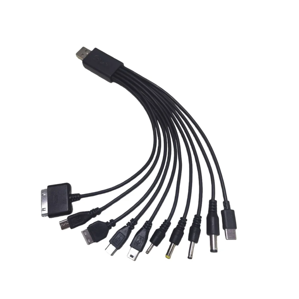 Cavo caricabatterie universale USB 10 in 1 con connettore multipin, adattatore USB multifunzione per la ricarica e il trasferimento dati per auricolari, altoparlanti e lettori MP3
