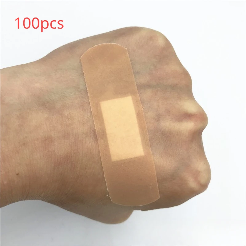 

100pcs Wound Patch PE Waterproof Breathable 7.2 * 1.9cm Band Aid Patch Emergency Survival Kit