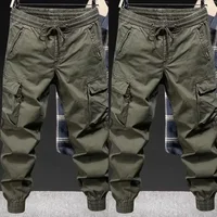 Trendy Brand Casual Cargo Pants Men's Loose Fit Solid Color Cargo Pants American Style Casual for Spring Autumn 2