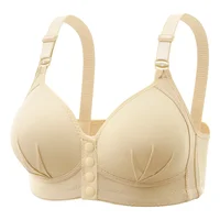 New Plus Size Front Button Underwear Nursing No Rim Gathering Side Thin Cup Button Vest Style Mom Bra 2