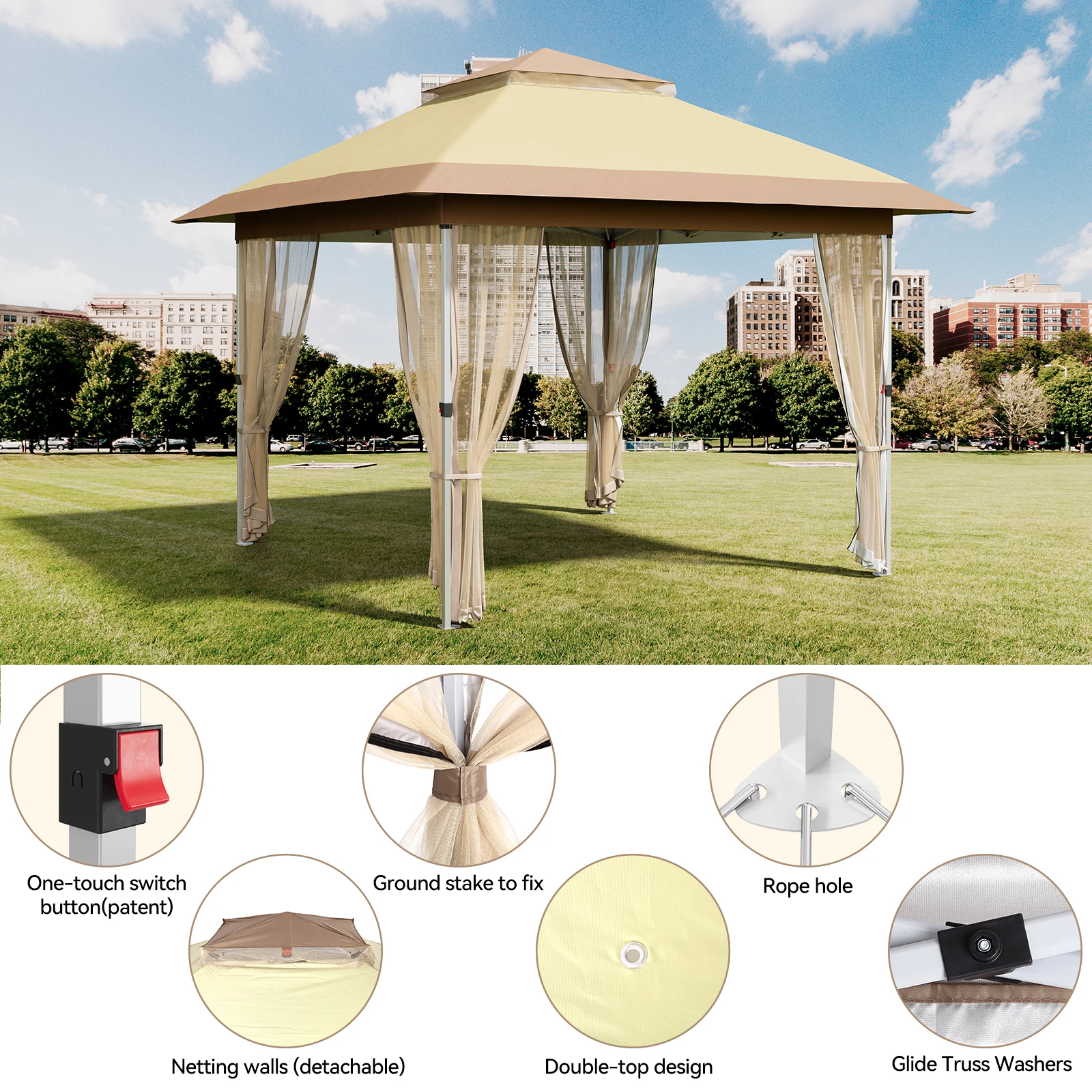 Outdoor Pop up Canopy Tent with Curtains and 144 Square Shelter S8789ab46a58c47a39d32d80130e8f3c0O