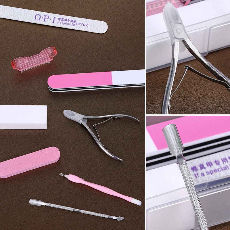 Nail Art Tools Set 9Pcs/lot Professional Files Buffer Sponge Block Brush Nail Scissors Kit With Cuticle Nipper Pushers Manic - 5