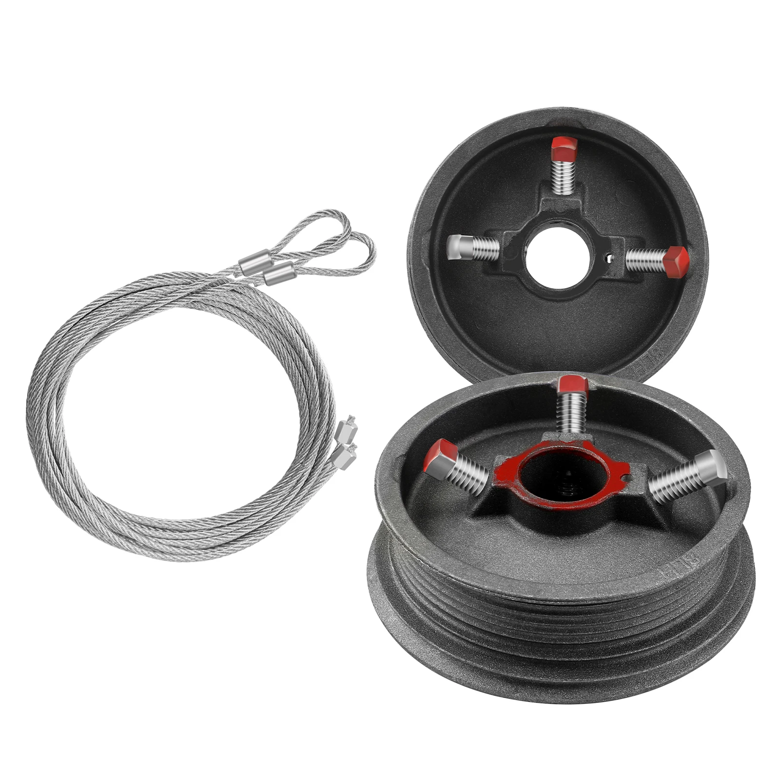 Sectional Garage Door Lift Cable Drum + 1/8" 3mm Lifting Steel Wire Rope Heavy Duty Hardware Accessories Parts Replacement Kit