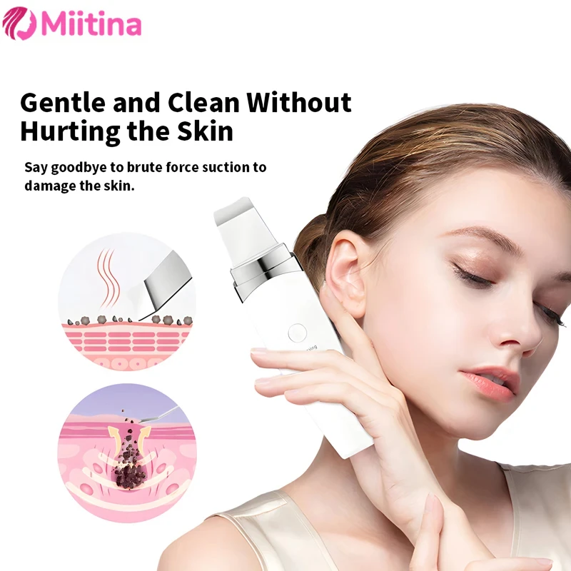 Ultrasonic skin scraper, pore cleaner, facial cleanser, blackhead remover, beauty scraper, import and export scraper