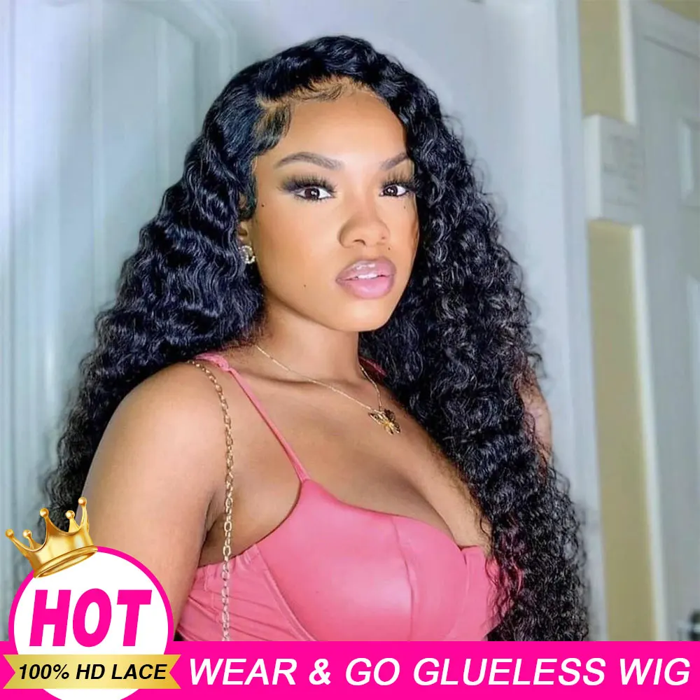 

Glueless Deep Wave HD Transparent Curly Lace Front Wig Human Hair Pre Plucked Glueless Kinky Curly Lace Front Wig Human Hair Wig