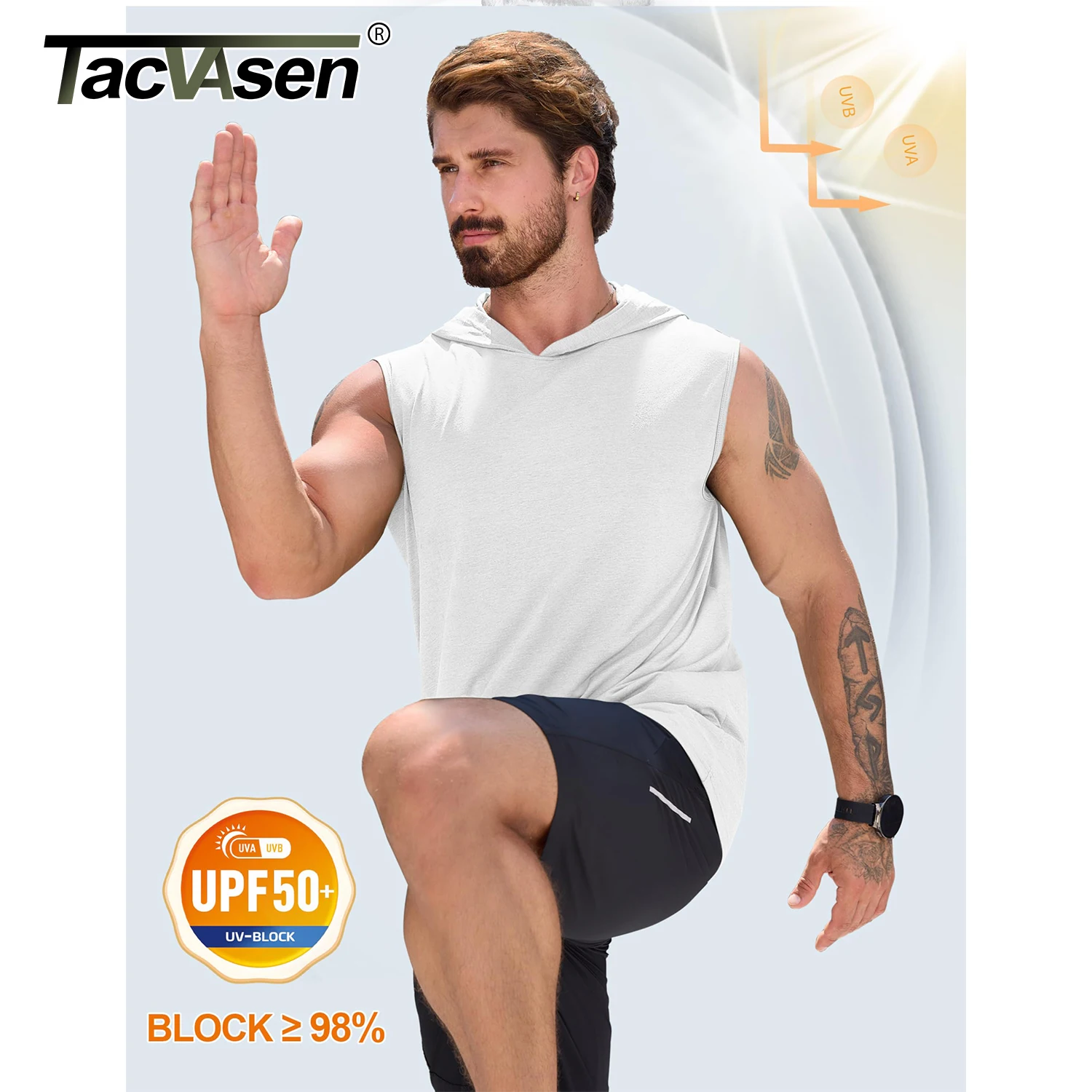 TACVASEN UPF 50+ Cooling Tank Tops Mens Sleeveless Hoodies Lightweight Casual Gym Tops Taining  Muscle Tee Tops Colorful Shirts 2