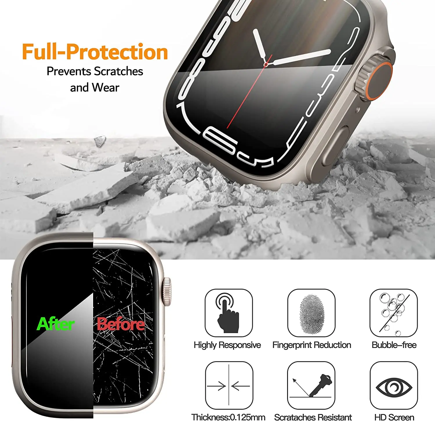 Apple Watch Screen Protector Case Watch Protective Cover Tempered Glass Case Change to Ultra For Apple Watch 10 42 46MM 9/8/7/6/SE/5/4 Screen Protector Cover For iwatch 41 45MM 40/44MM