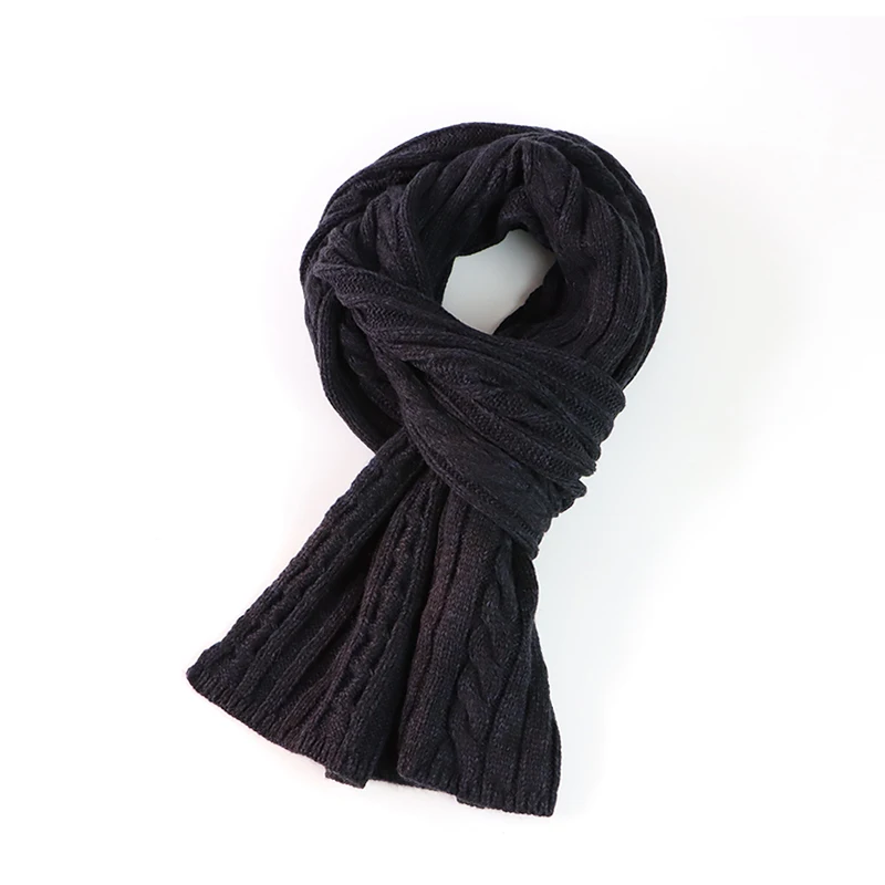 

Men's Winter Knitted Scarf Fashion Solid Color Thick Warm Outdoor Scarves Casual Autumn Neckerchief