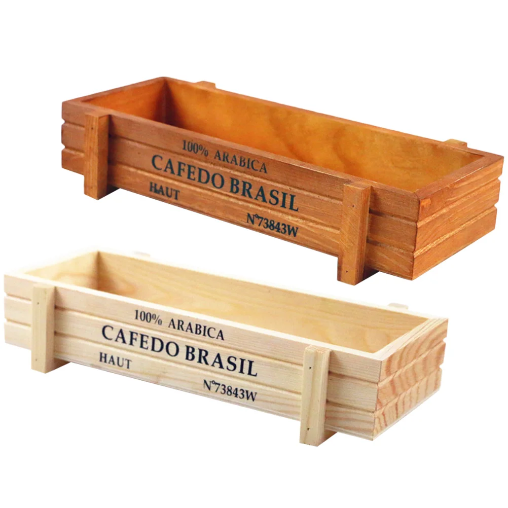 

2 Pcs Wooden Storage Box Plant Pots Indoor Planter Window Boxes Outdoor for Plants Flower Succulent Flowerpot Succulents