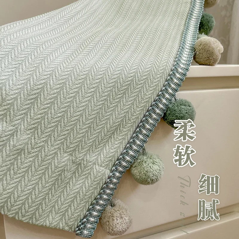 Wheat Grain Milk Green Curtain Big Hair Ball Lace Children's room Girls and boys Curtains for Living Dining room Bedroom