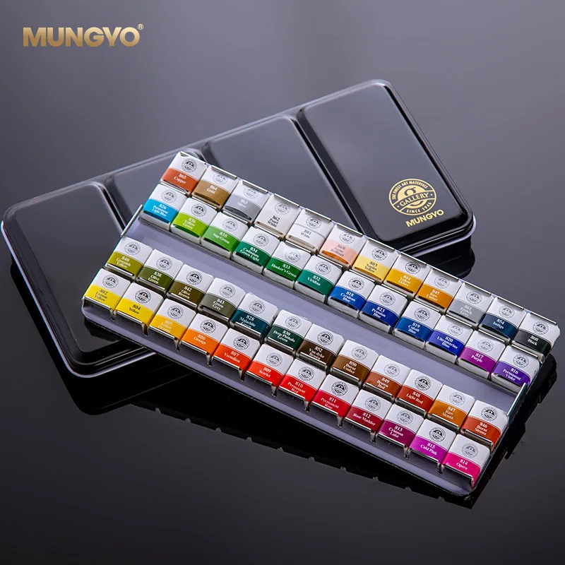 

12/24/48 Colors MUNGYO Watercolor Paint Sets Acuarela Solid Water Color Metal Box Oil Painting Pigment for Student Art Supplies