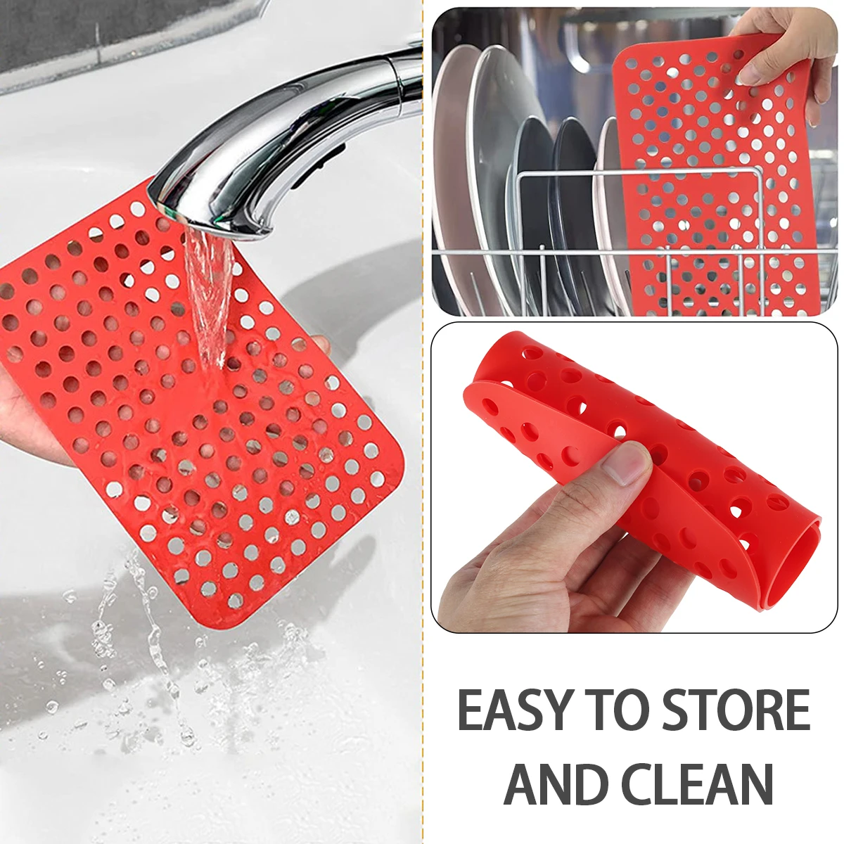 2Pcs Air Fryer Silicone Pad Set with Brush Rectangle Reusable Non-Stick Air Fryer Mat Heat-Resistant for Basket Baking Cooking silicone grill mat