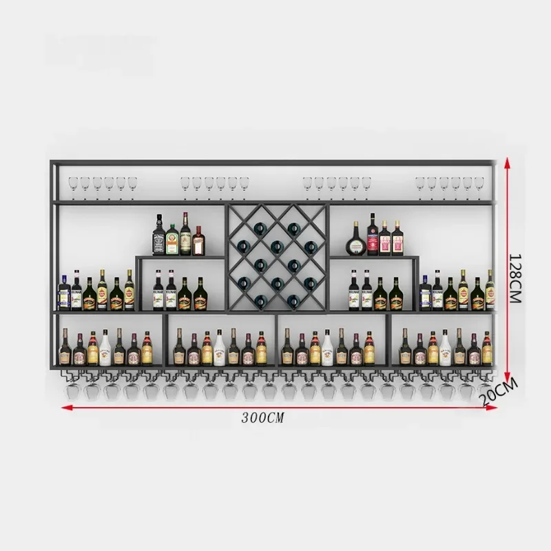 Wrought Iron Wine Cabinet Industrial Wine Rack Bar Display Cabinets Restaurant Storage Showcase Vitrina Bar Furniture