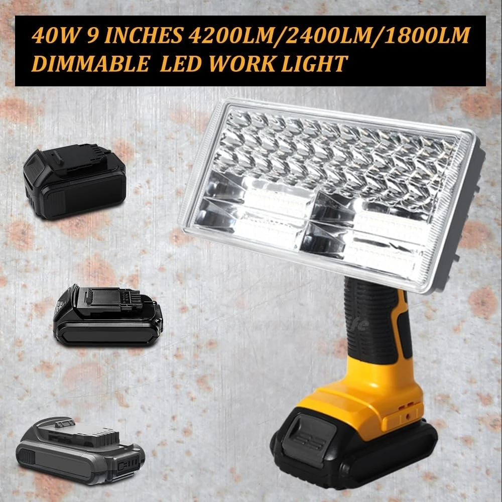 Cordless Flashlight 40W 4200LM Jobsite Light Compatible with Dewalt 20V Battery