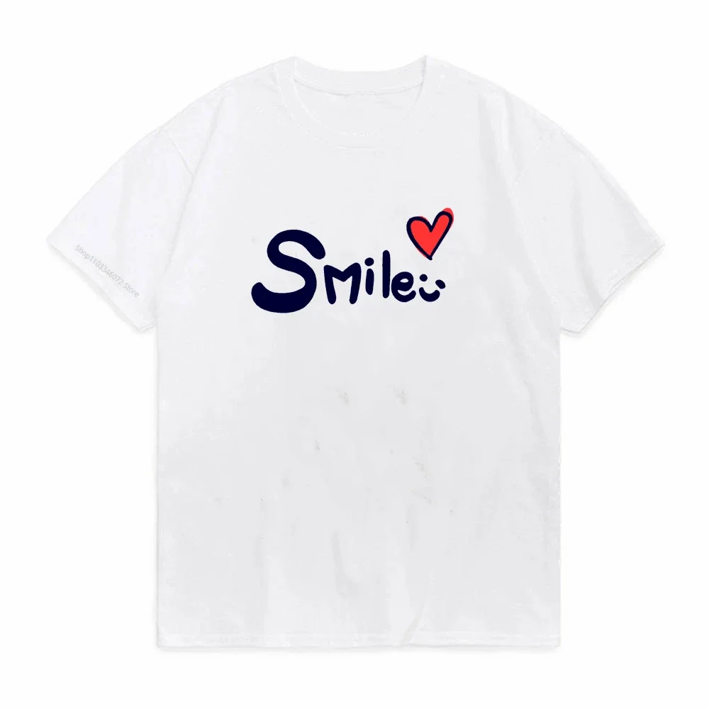 

heart shaped Smile T Shirts Women Y2K Summer Kawaii Clothes Short Sleeve Tees Graphic T shirts Crop Top Tee Shirt Femme T-shirts