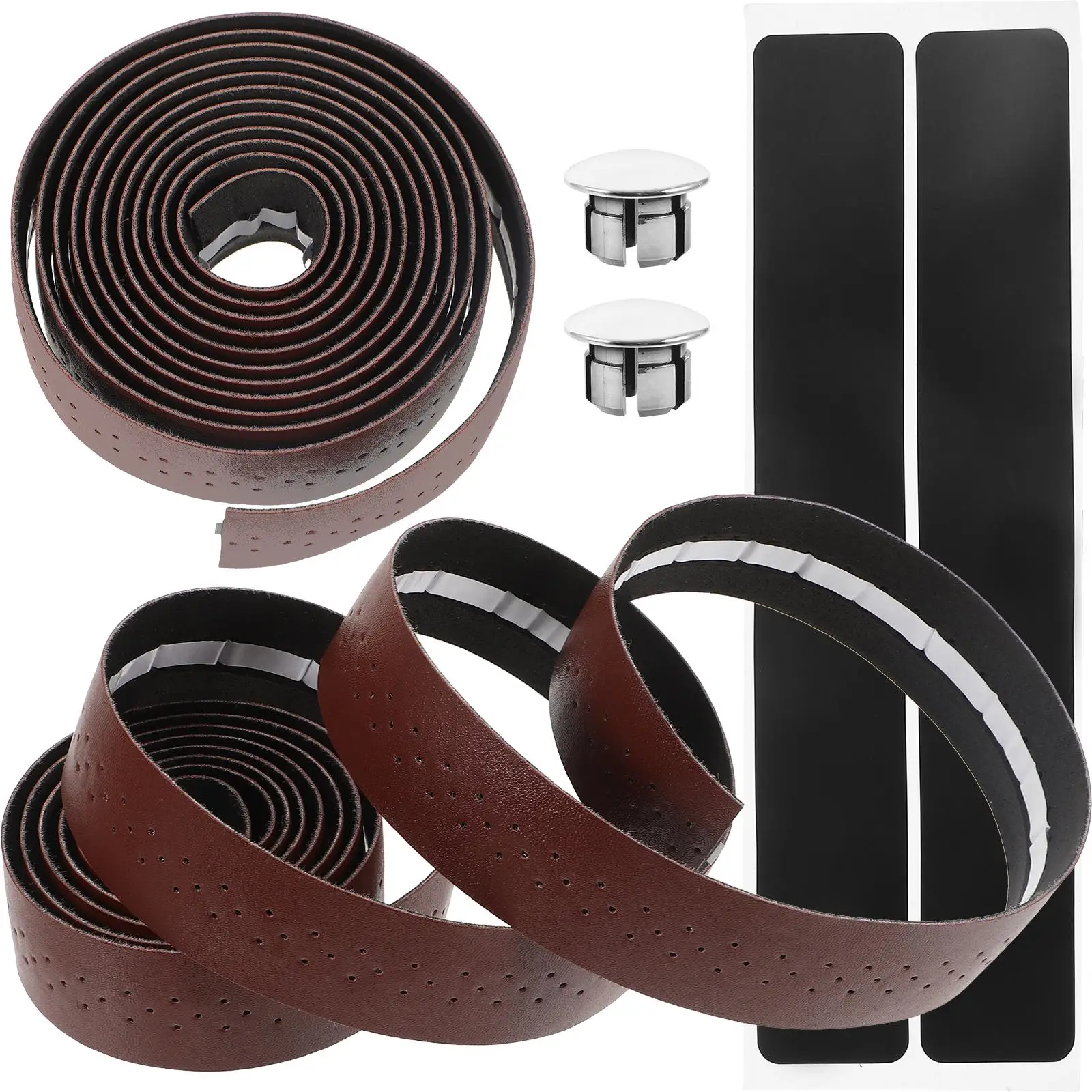 Bike Handlebar Tape PU Material Anti-skid Wear-resistant Brown Easy Installation Protective Wrap For Road Mountain Bikes