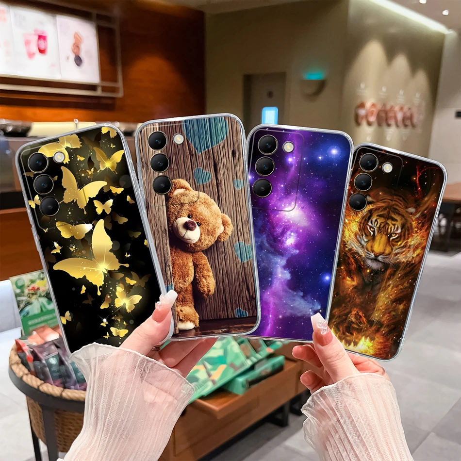 Floral Painted Transparent Shockproof Soft TPU Silicone Phone Case