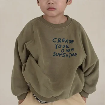 Children Casual Sweatshirts Unisex Trends Pullovers Boys Girls Vintage Streetwear Tracksuit 1-6Y Kids Letter Fashion Hoodies 1