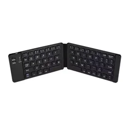 Compact Folding Wireless Bluetooth Keyboard with Touchpad (2 fold Black)
