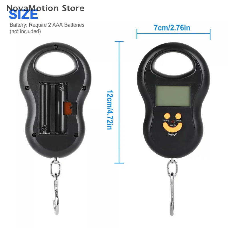 Balance noire électronique 50kg avec écran LCD rétroéclairé pour pêcheurs discrets et amoureux de la nature