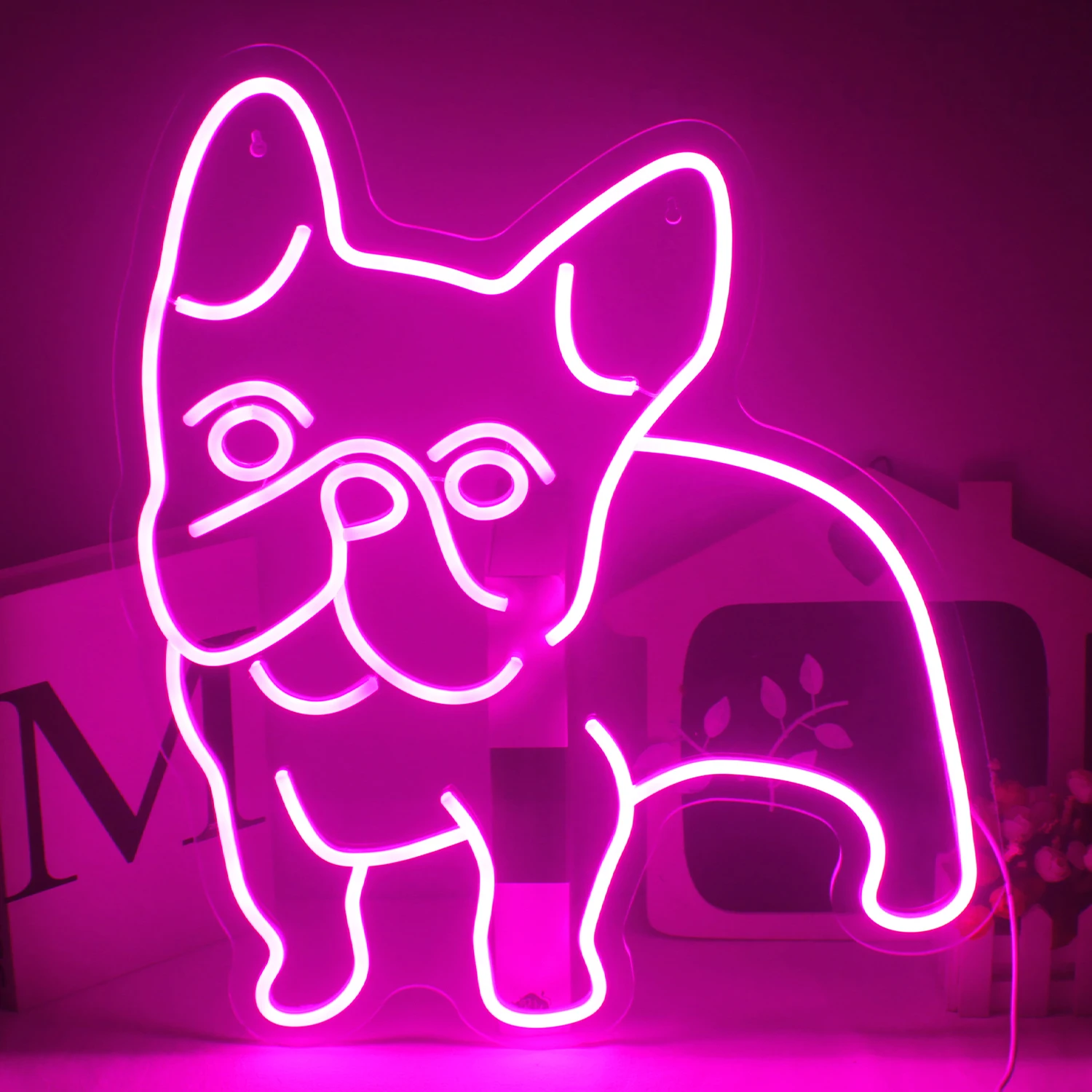 Dog Pink Neon Light Sign Wall Hanging Light For Sports Room Decor Club Party Bar Gamers Xmas Gift Dorm Room Decoration Light howdy neon signs funny aesthetic art neon light wall decor birthday party girl dorm bedroom bar sign game room shop wedding gift