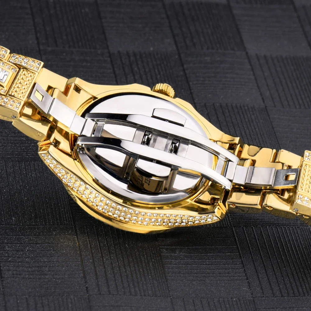 Luxury Gold Watch for Men Iced Out Watch Men Hip Hop Full Bling Diamonds Mens Watches Waterproof Fashion Quartz Wristwatch Man