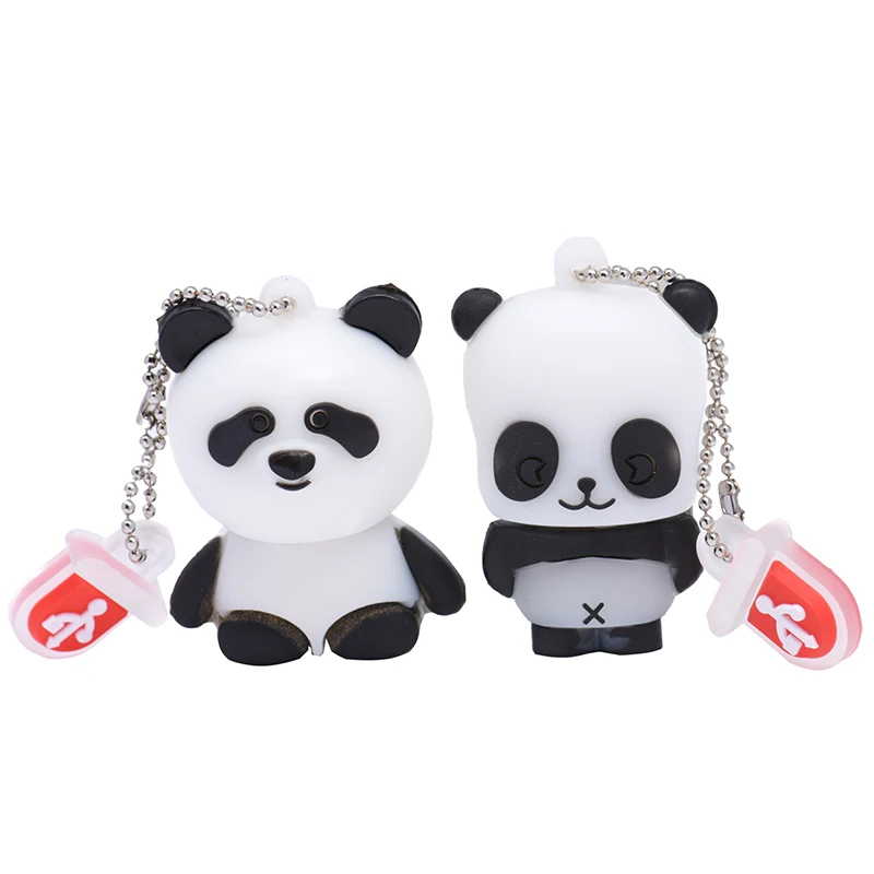 Cute Panda Gift for Kids USB 2.0 Flash Drive Real Capacity Pen Drive with Key Chain Memory Stick 64GB/32GB/16GB/8GB/4GB U Disk