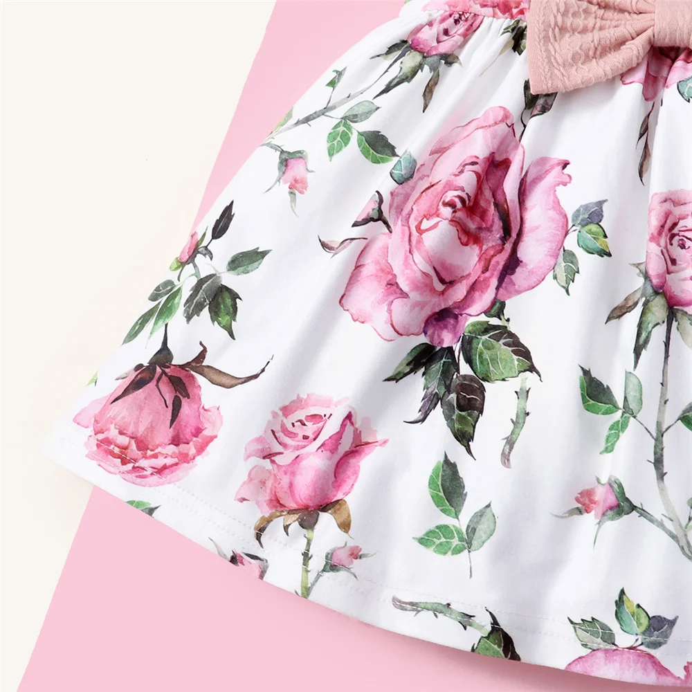 Toddler Baby Girl Dress Set 2PCS Plain Color Ribbed Overcoat + Floral Sleeveless Dress Fashion Lovely Style Party Wear kids clothes set two piece set baby girl clothing set