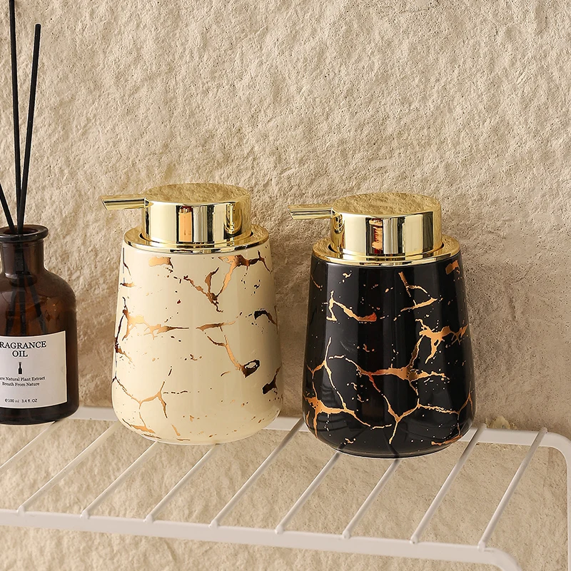 Marble Ceramic Emulsion Bottle Foam Hand Sanitizer Bottle Ceramic Shower Gel Household Bathroom Soap Dispensers 450ML