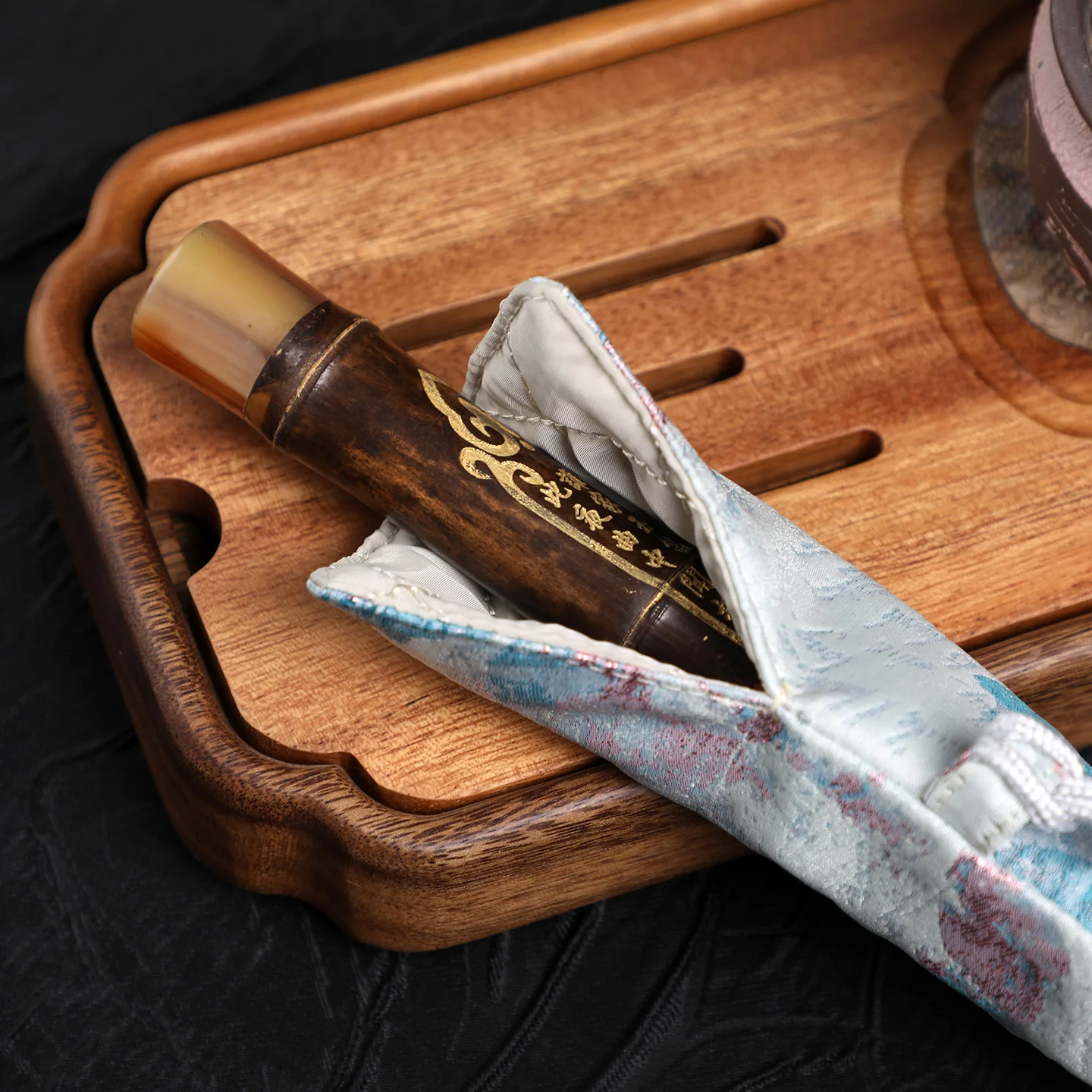 클라우드 디자인 대나무 플루트 보관 가방, 싱글 숄더 스트랩 치바난 플루트 케이스, 유화 블루 플루트 커버 악기 가방