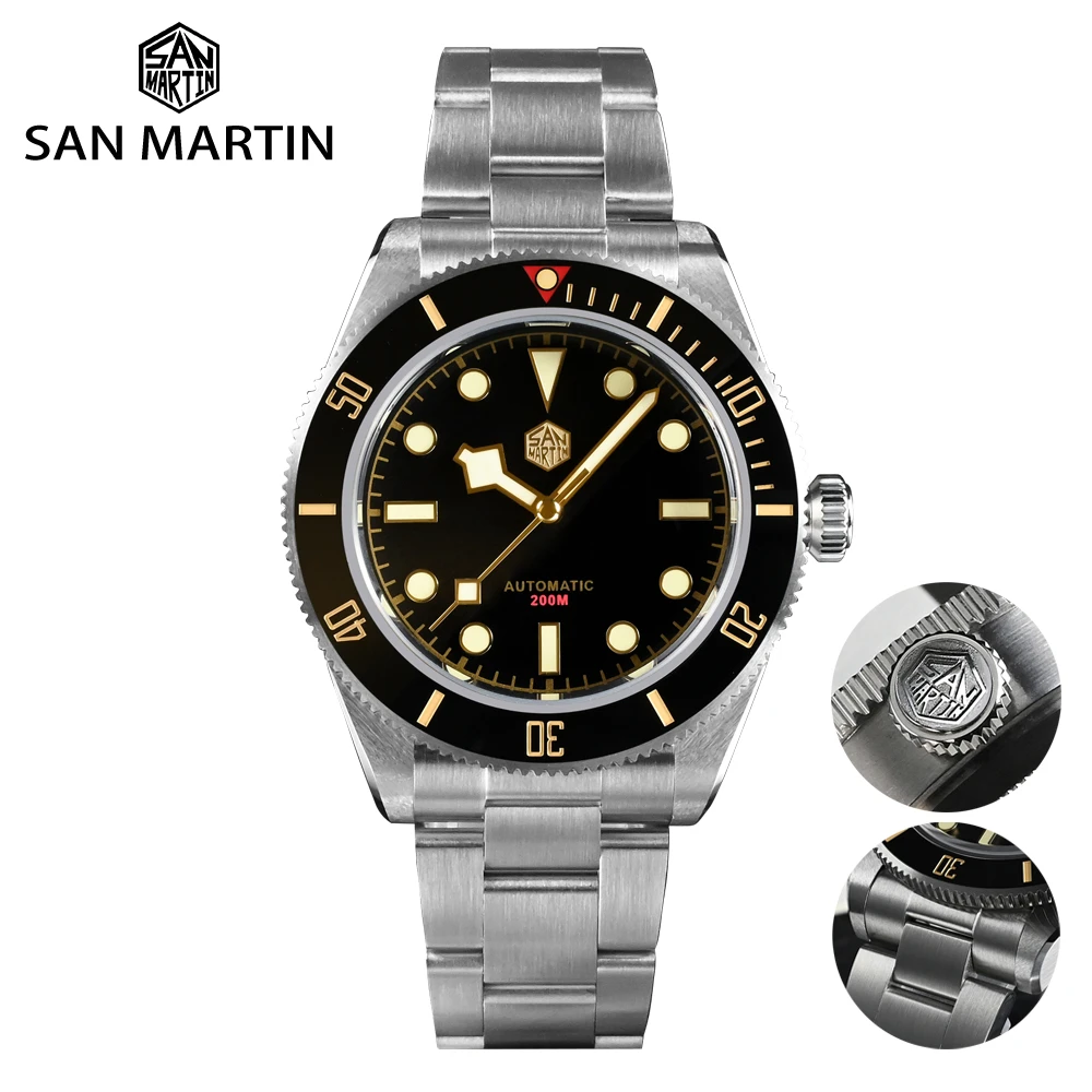 San Martin Luxus Männer Uhr 40mm Diver BB58 Vintage Automatische Business  Armbanduhren Weibliche Ende Links Sapphire 20 Bar Retro uhr|Sports Watches|  - AliExpress