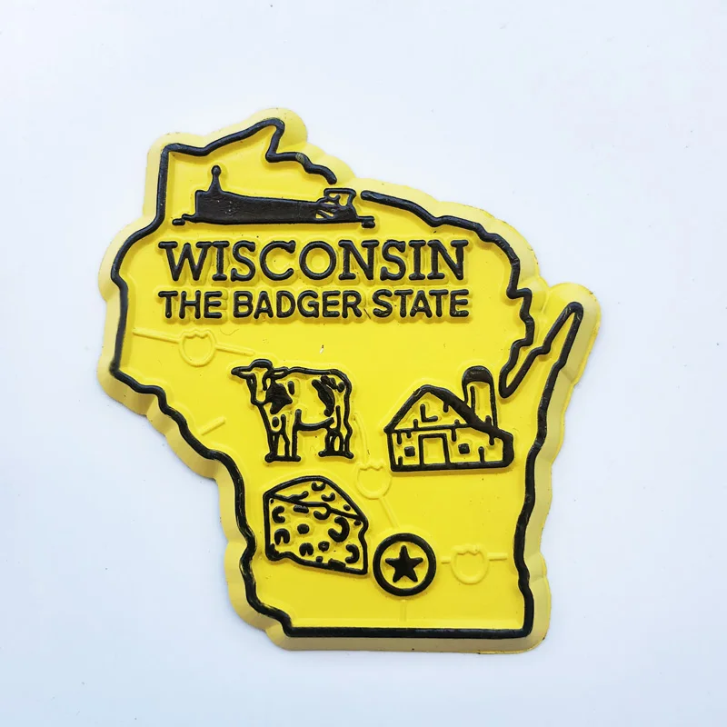 

Fridge Magnet Wisconsin US Map Creative Cultural Landscape Decoration Message Stickers Tourism Souvenir