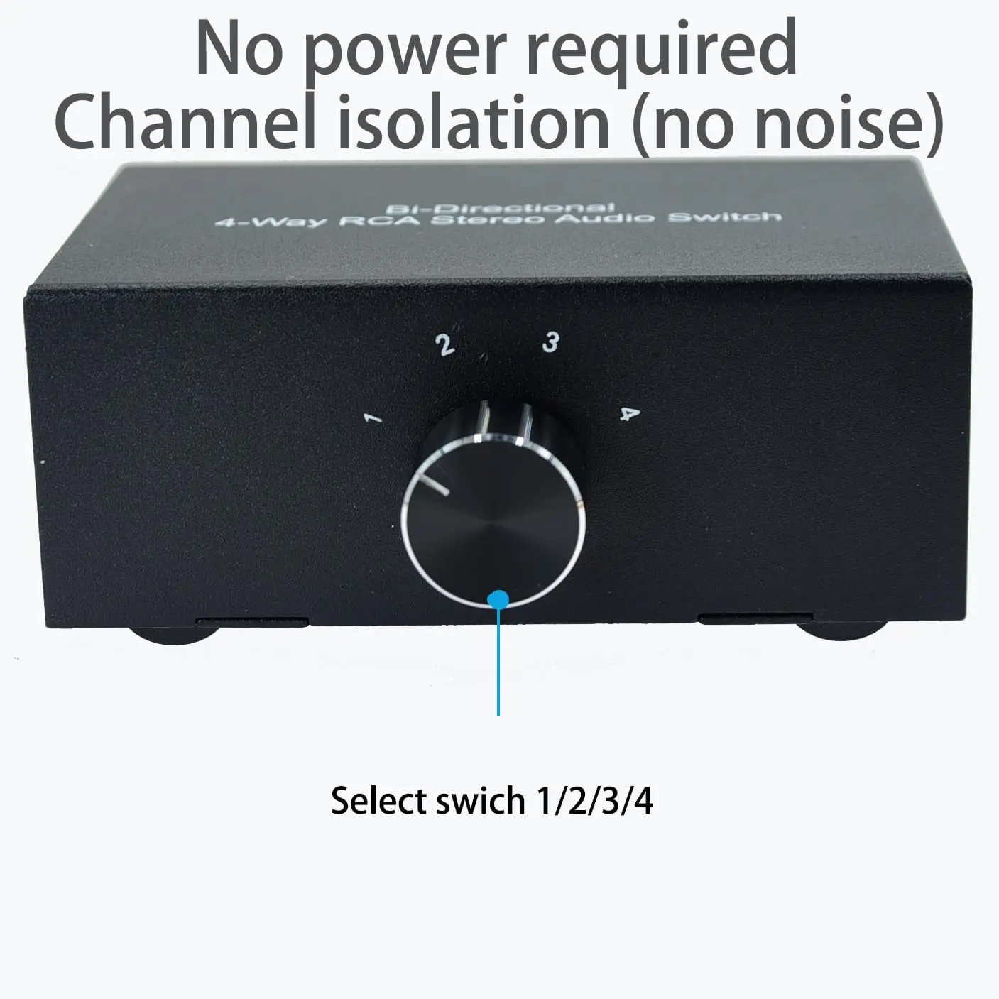 Audio Interface No External Power No Noise 4 Way 1 in 4 Out in 1 Out Audio Sound selector RCA Stereo Splitter switcher Box Switching