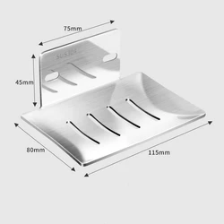 Wall-Mounted Stainless Steel Soap Holder with Drainage (Brushed silver)