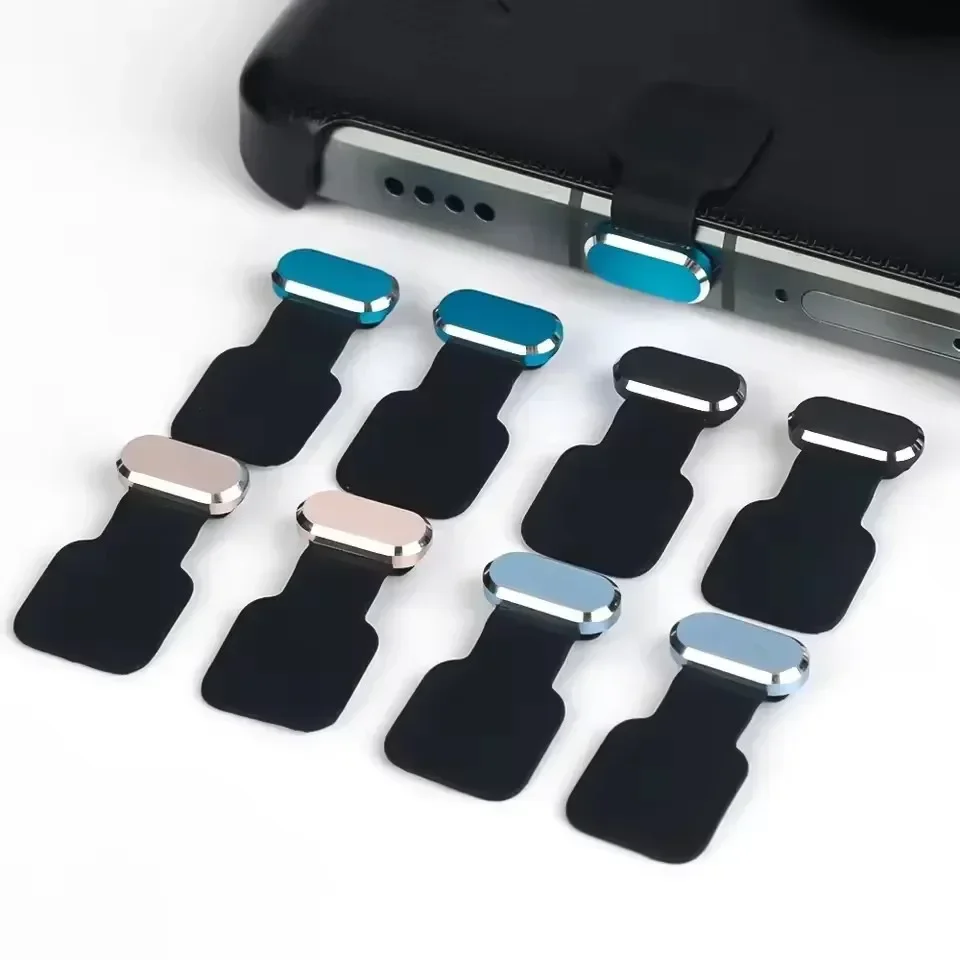 Set of 1/5 Metal Type-C Dust Plugs – Self-Adhesive USB C Charging Port Protectors