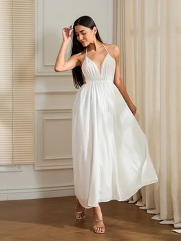 Elegant Maternity Maxi Dress Sleeveless Ruched Empire Waist Pregnancy Gown for Baby Shower Photoshoot Summer Clothes 3