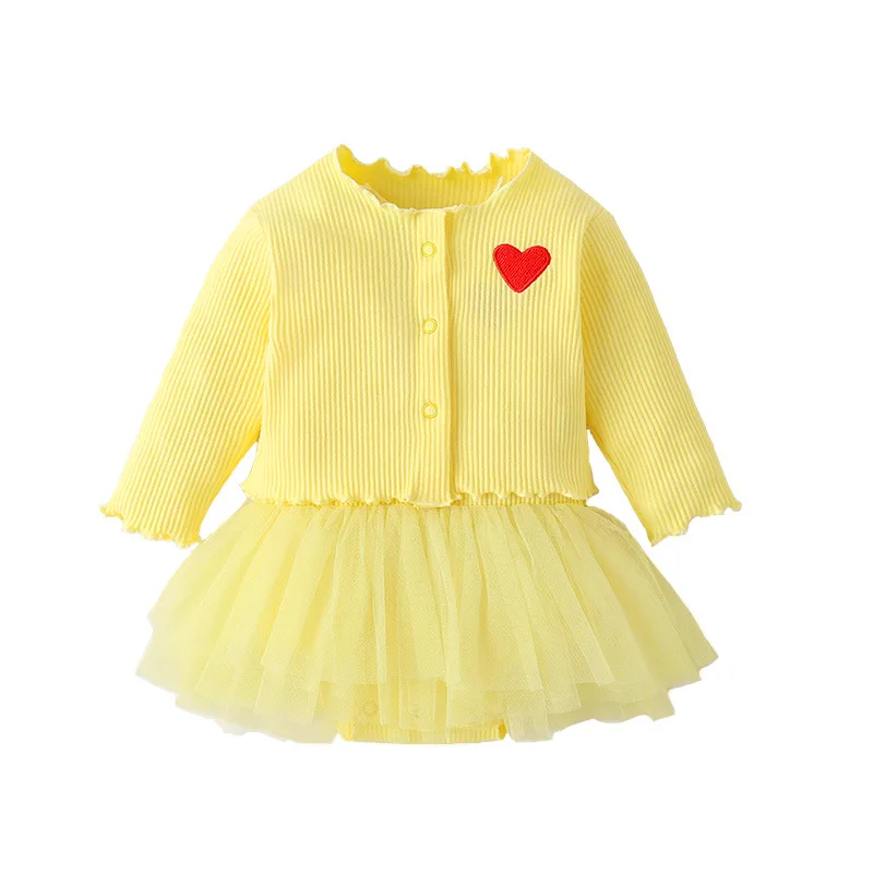 

Newborn Clothes Princess Dress Suit Baby Girl Tulle Tutu Romper with Knitted Coat Infant Bodysuit Toddler Girls Outfits Set